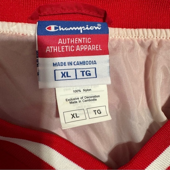 Champion Men Authentic Athletic Red V-Neck Front Pocket Relaxed Lined Sweater XL - Picture 15 of 17